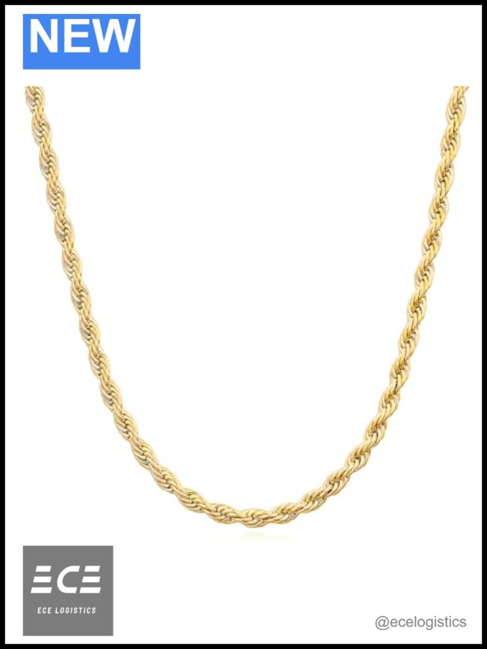 14K Solid Yellow Gold Twisted Rope Chain Necklace Unisex Layering 16 Inch 2mm